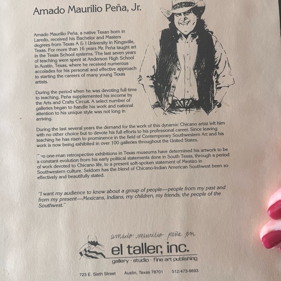 Amado Pena, Jr print. SIGNED, good condition.  Make reasonable offer. - Picture 3 of 4